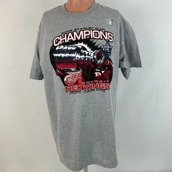 New Majestic Detroit Red Wings 2008 Stanley Cup Champions T Shirt NHL Hockey L - Picture 2 of 4